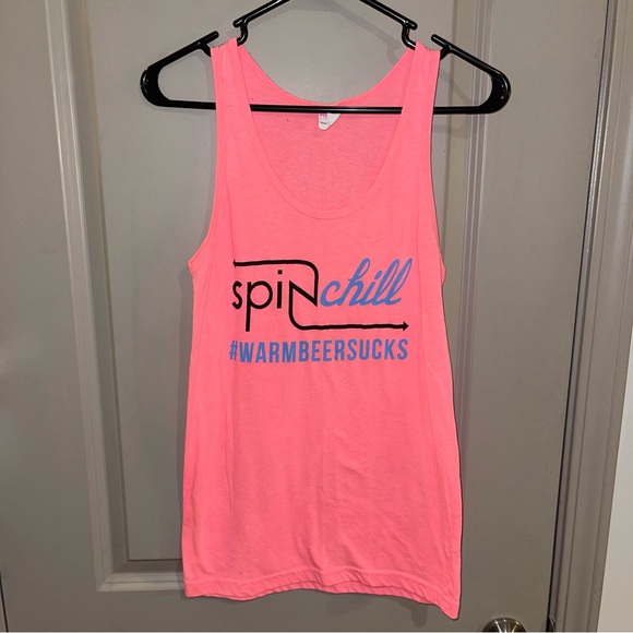 American Apparel Spin Chill Warm Beer Sucks Tank - Neon Pink - Picture 1 of 7